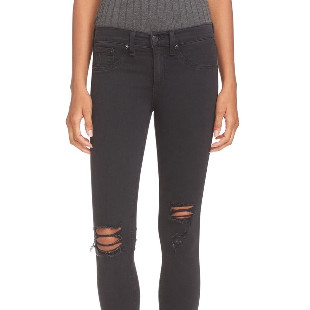 Rag and Bone dark grey ripped jeans